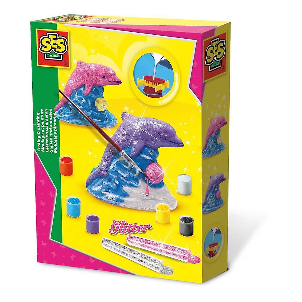 SES Creative Children's Glitter Dolphin Casting & Painting Set