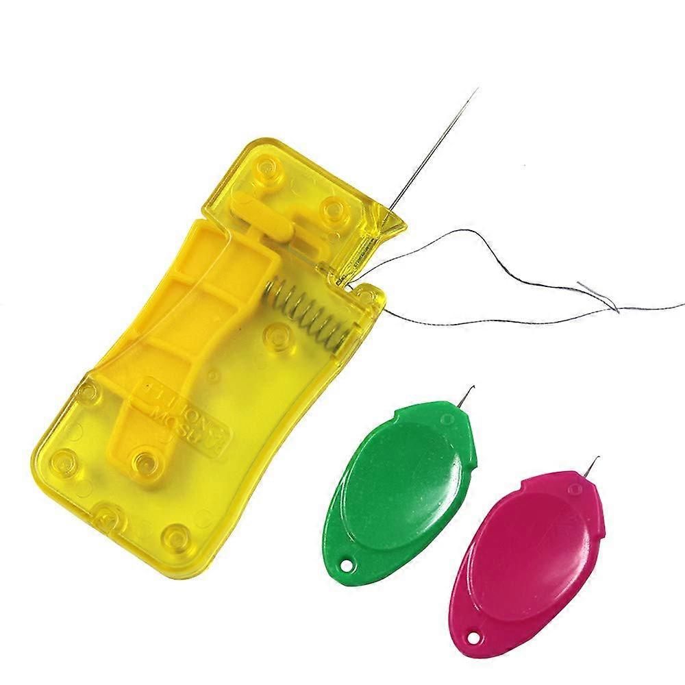 Automatic Needle Threader, with 2 Pcs Plastic Needle Threader Easy Needle Threader Tool Sewing Accessories