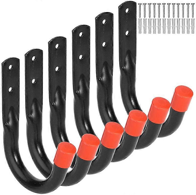 Heavy Duty Garage Storage Utility Hooks, Color Black 6 pcs15*9.4cm