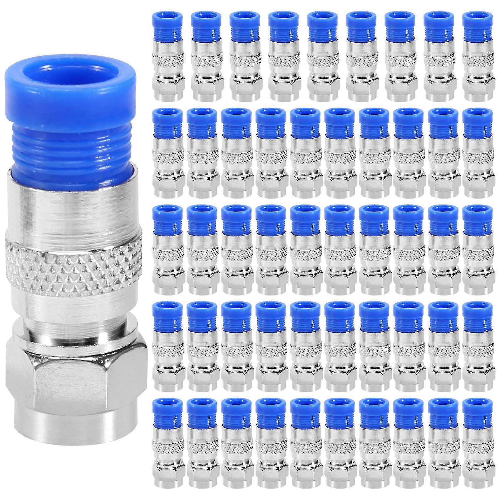 50pcs Rg6 Compression Connectors Coaxial Cable Waterproof Connection F Compression Connector Rg6 Coaxial Compression Tool