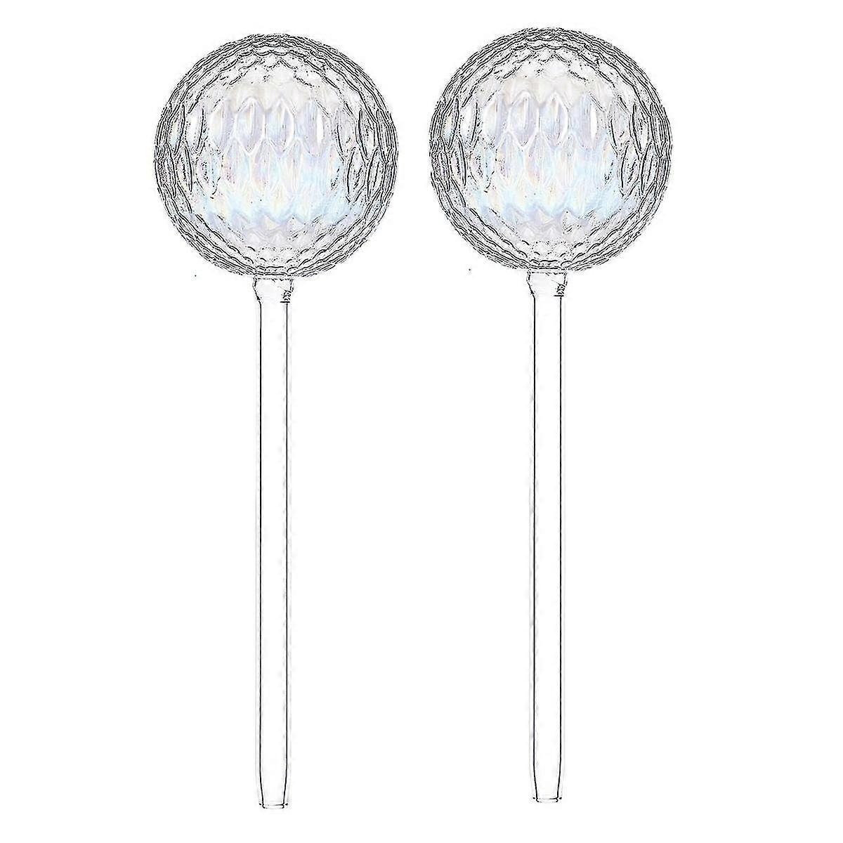 2pcs Plant Watering Globes, Patterned Glass Rainbow Gradient, Auto Waterer Self Watering Planter Insert Stakes, Plant