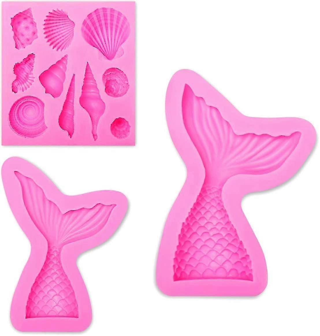 Set Of 3 Cutters For Sugarcraft And Cake Decoration, Chocolate, Candy And Shell With Mermaid Tail