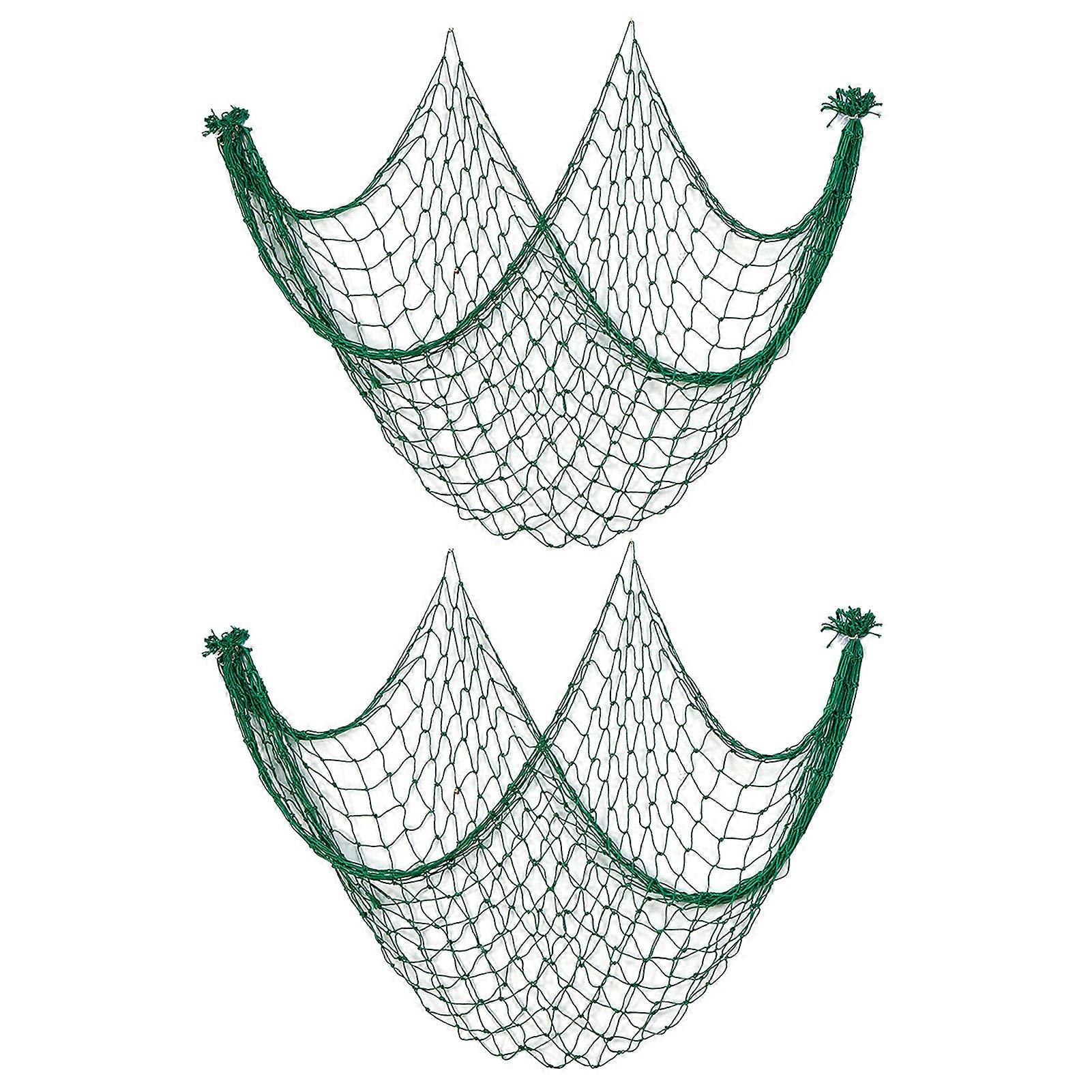 2Pcs Decorative Fishing Nets Hanging Ornaments Extra-Large DIY Ocean-inspired Craft Wall Art Hanging Fishnet Decor