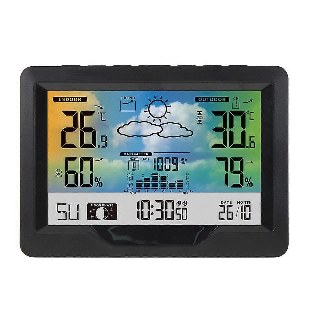 Farge værstasjon trådløs medSensor, termometer hygrometer, svart