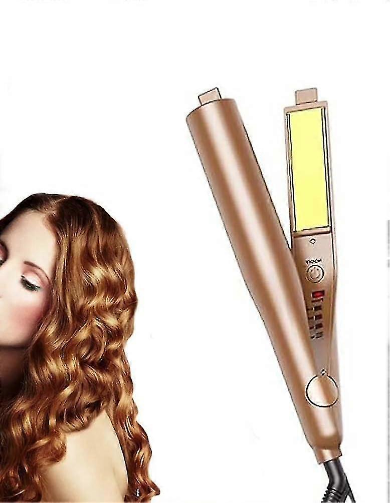 2 في 1 فرد الشعر لولبية موجة بكرة ، فرد الشعر وألواح السيراميك بكرة الشعر حديد مسطح مع درجة حرارة قابلة للتعديل ، استقامة شعر اللوحة