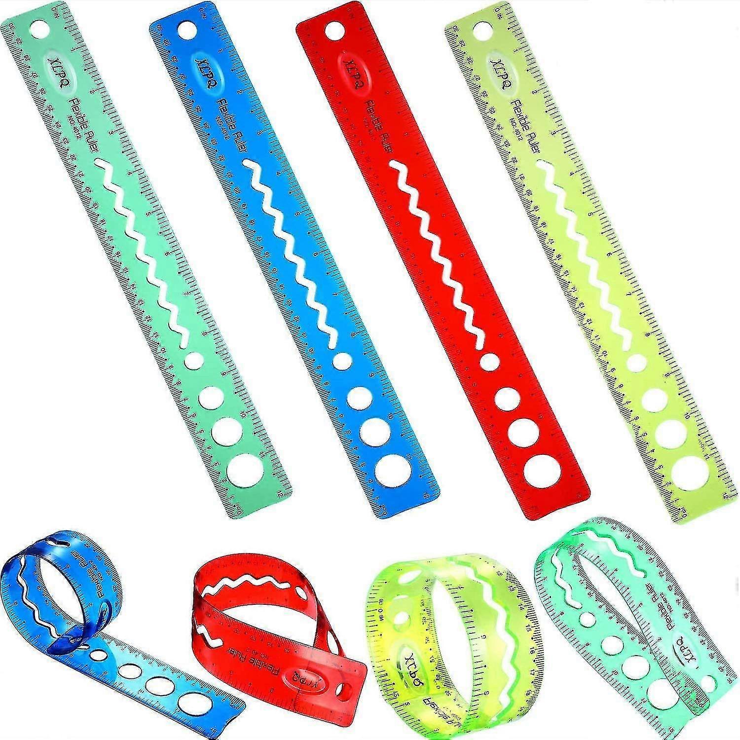 Soft 30cm/12inch Foldable Rulers, Bendable Rulers, Flexible 12" Rulers, 12 In Folding Rulers School, (4pcs)
