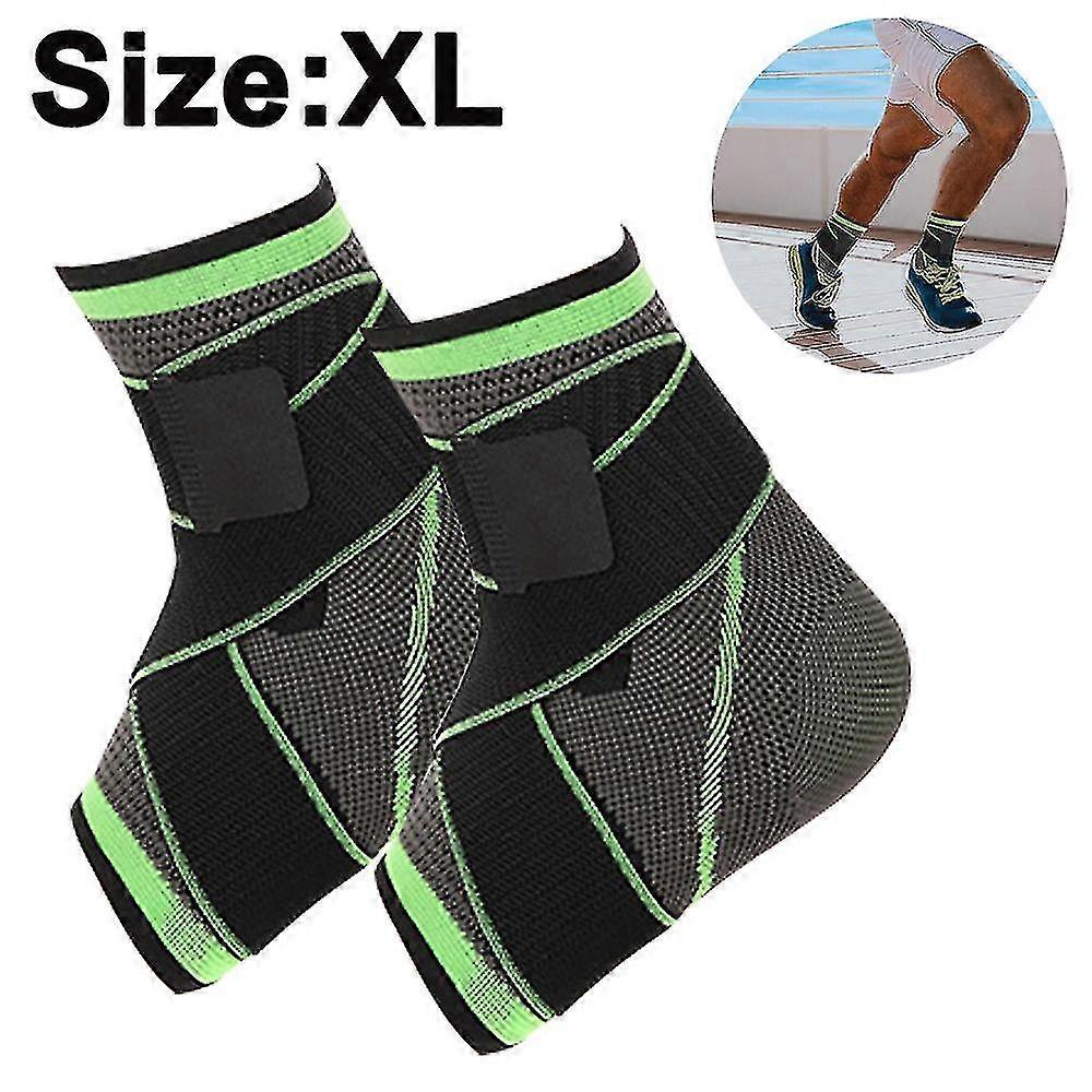Sports Ankle Support, Adjustable Brace,breathable Compression(2 Pieces,green)