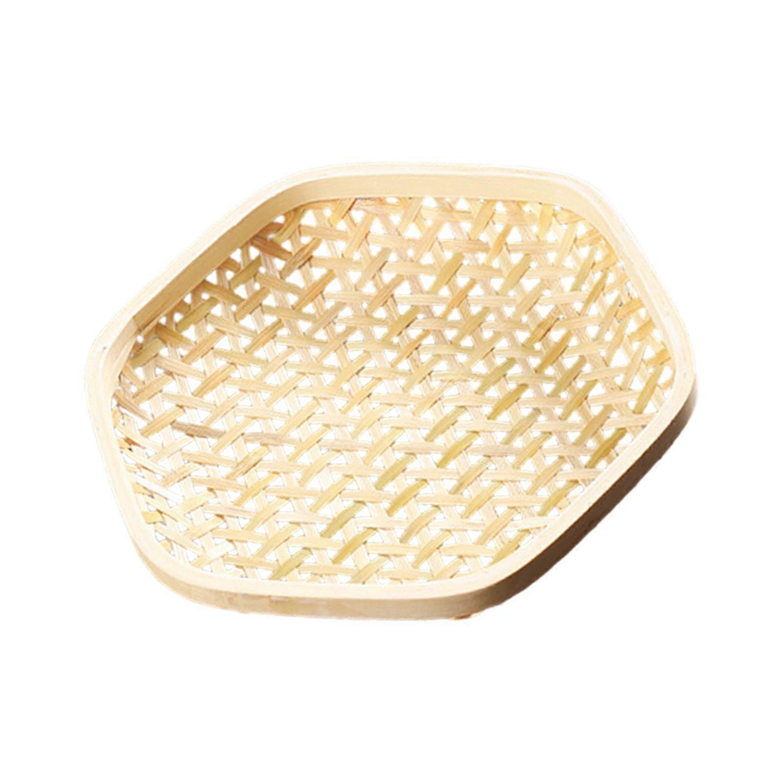 Handwoven Fruit Basket Bamboo Serving Tray for Living Room Table Dining Room Small