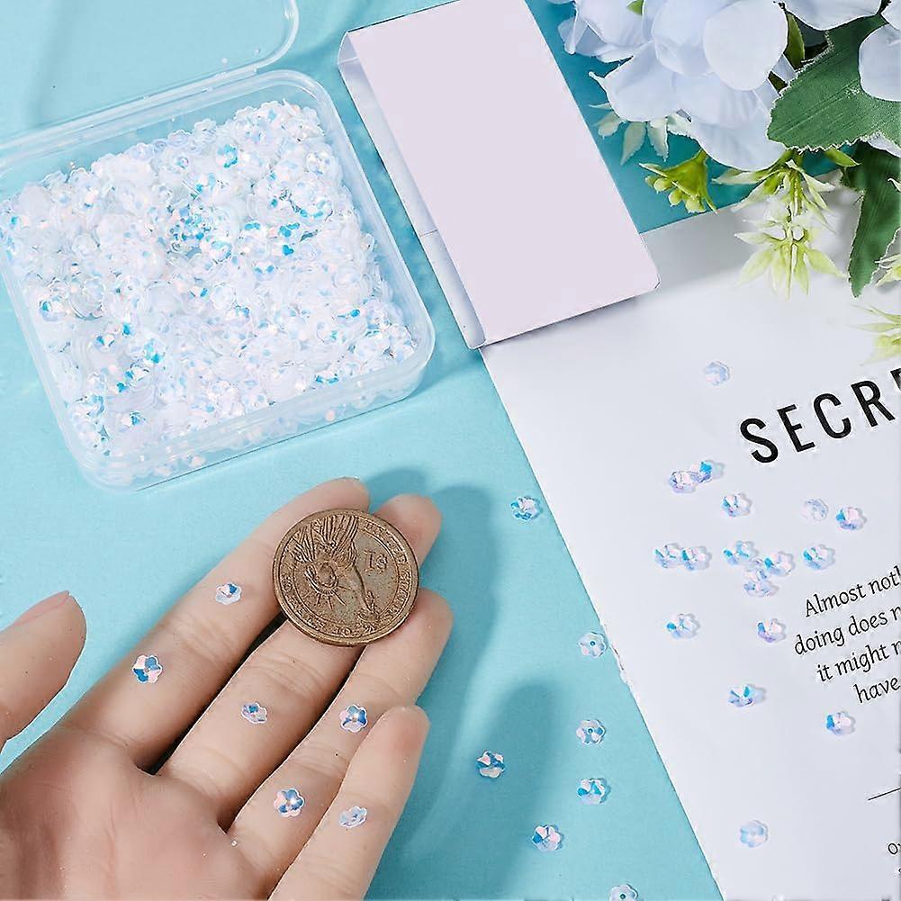1 Box About 3600Pcs Small Sequins Clear Flat Sequin Bulk Plastic PVC Crystal Iridescent Paillettes Art Glitters Round Loose Hole Spangles for Sewing C