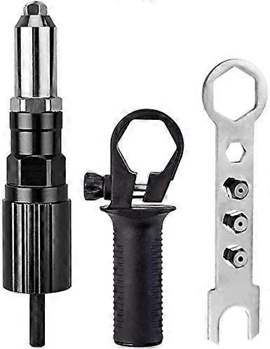 Electric Rivet Gun Adapter Kit, Professional Cordless Riveting Drill Adapter Riveter Insert Nut Hand Tool  (1set, black)