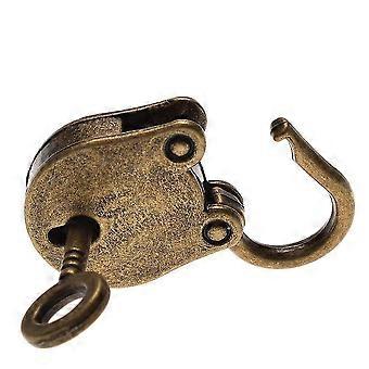 Cadenas En Laiton Antique Avec Clé, 2024 Nouveau Cadenas Antivol En Forme De Cœur Vintage En Forme De Cœur, Valise De Voyage, Valise, Boîte à Clés, Cadenas à Clé, Marron