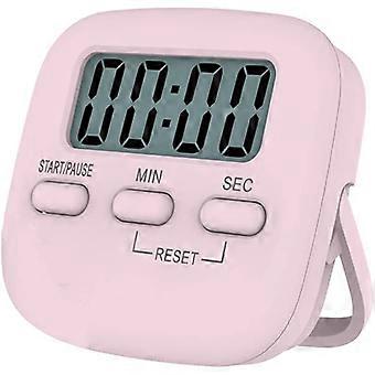 Magnetische kookwekker met groot LCD-scherm, met stopwatch, luid alarm en afteltimer, roze