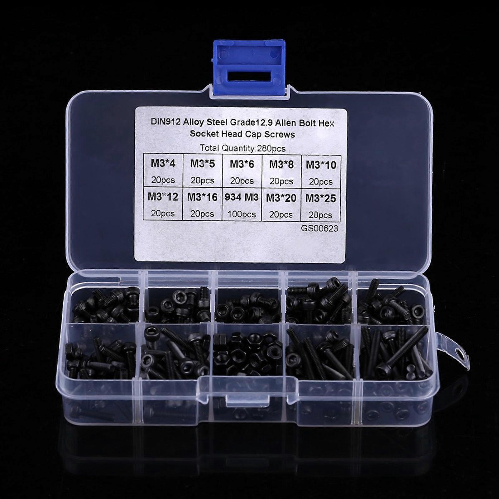 M3 Metric Machine Fastener Assortment Set - 280Pcs/Box