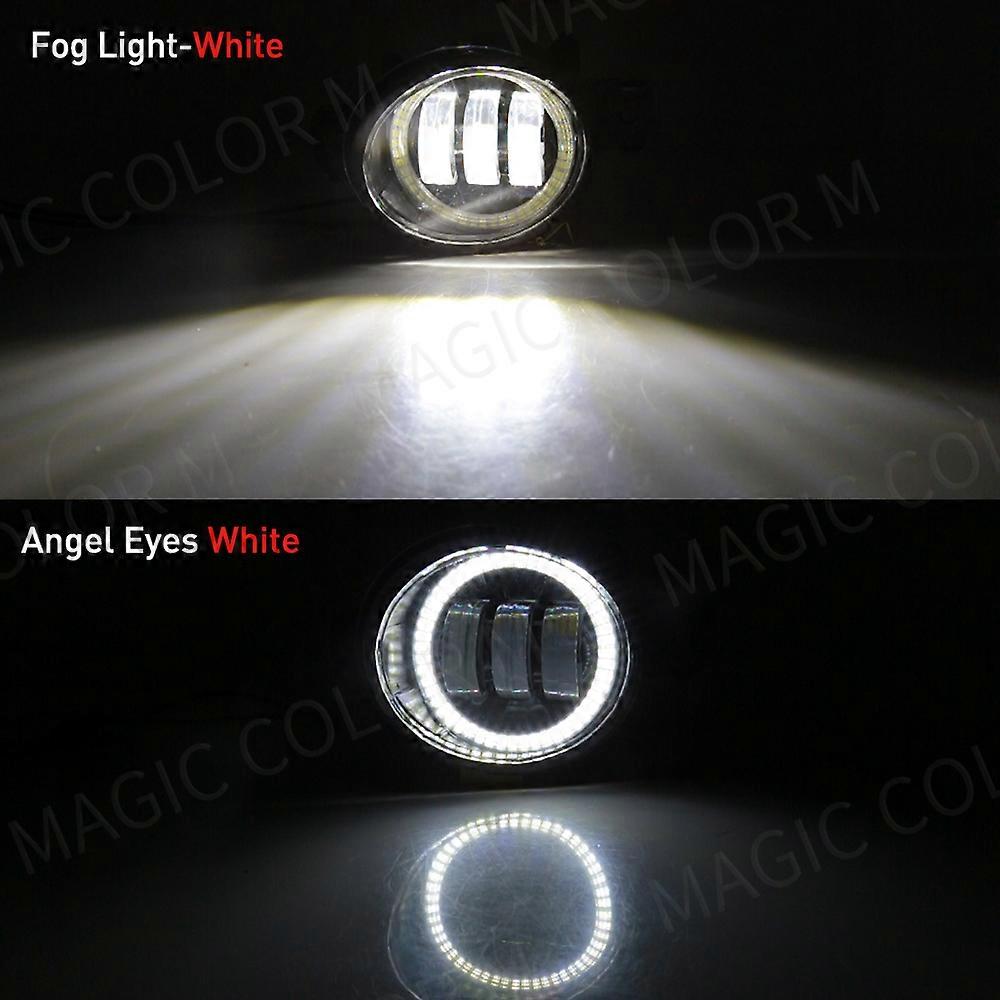 2 X Angel Eye Fog Light Assembly For Nissan X-Trail Rogue T32 2014 2015 2016 Car LED Lens Fog Daytime Running Lamp DRL H11 12V