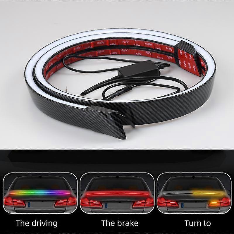 Car Tail Light Universal Carbon Fiber Colorful Driving Led Lights Strips With Turn Signal Brake Remote Flowing Lamp Tail Wing