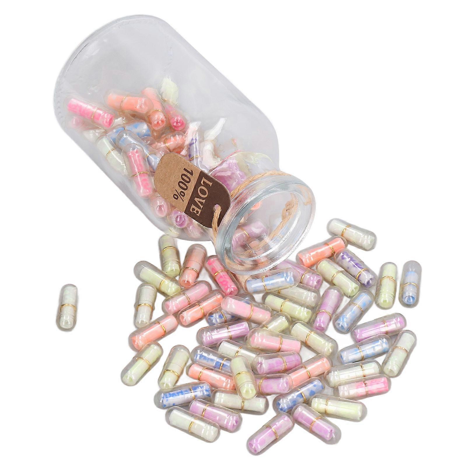 Glass Bottle with 100 Mixed Color Message Capsules for Christmas Valentine's Birthday Gifts