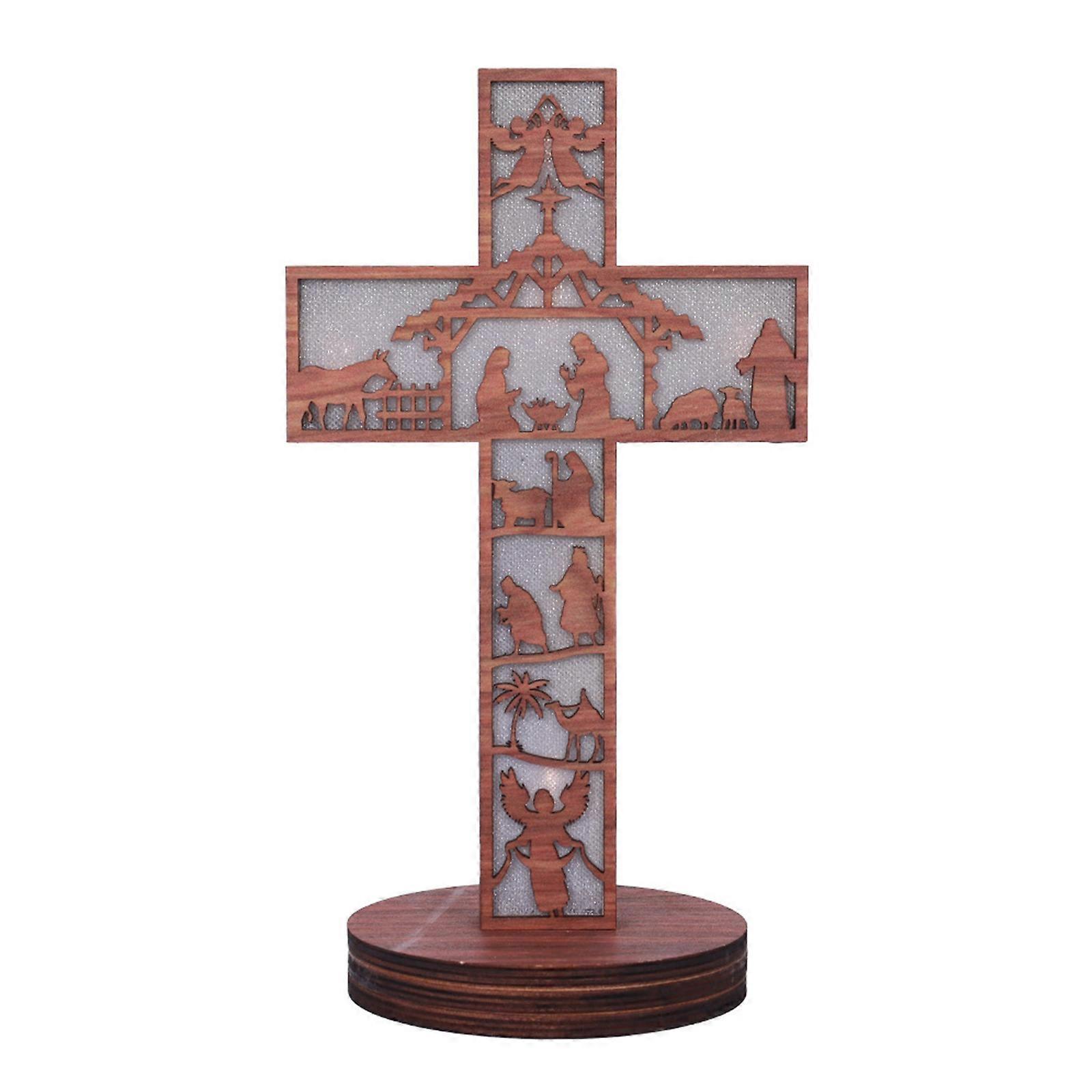 3D Christmas Wooden Nativity Scene Book Display With Nativity Sets Light,100% New