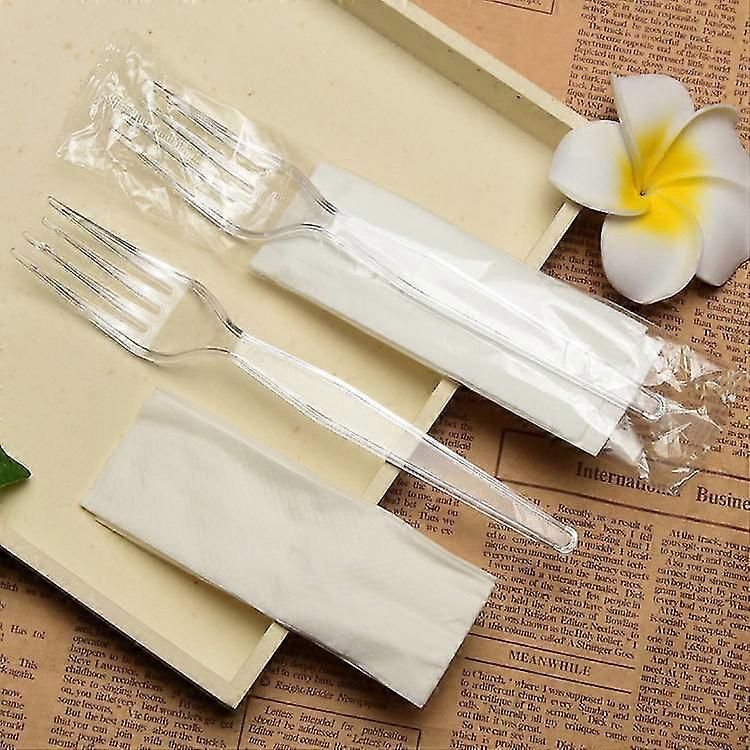 Numb 100 adet Şeffaf Plastik Çatal Ağır Hizmet Tipi Plastik Mutfak Eşyaları Tek Kullanımlık Çatallar Fantezi Plastik Çatal Bıçak Takımı Doku