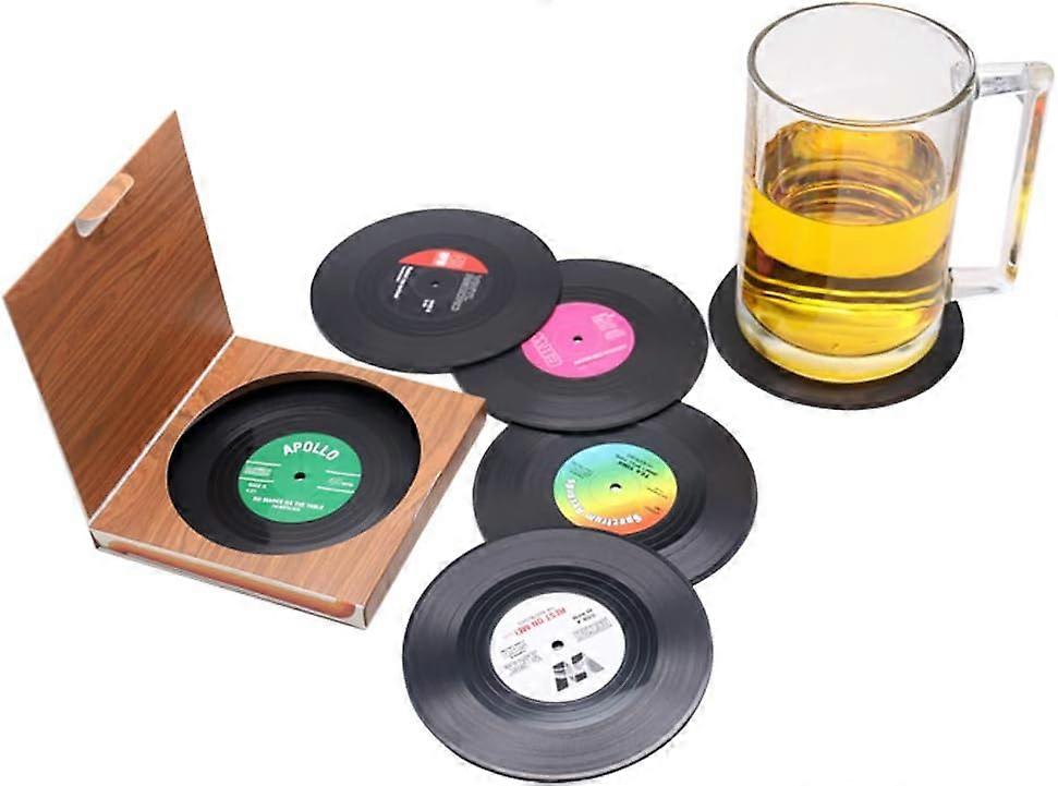 6 Pcs Noir CD Disque Sous-verres
