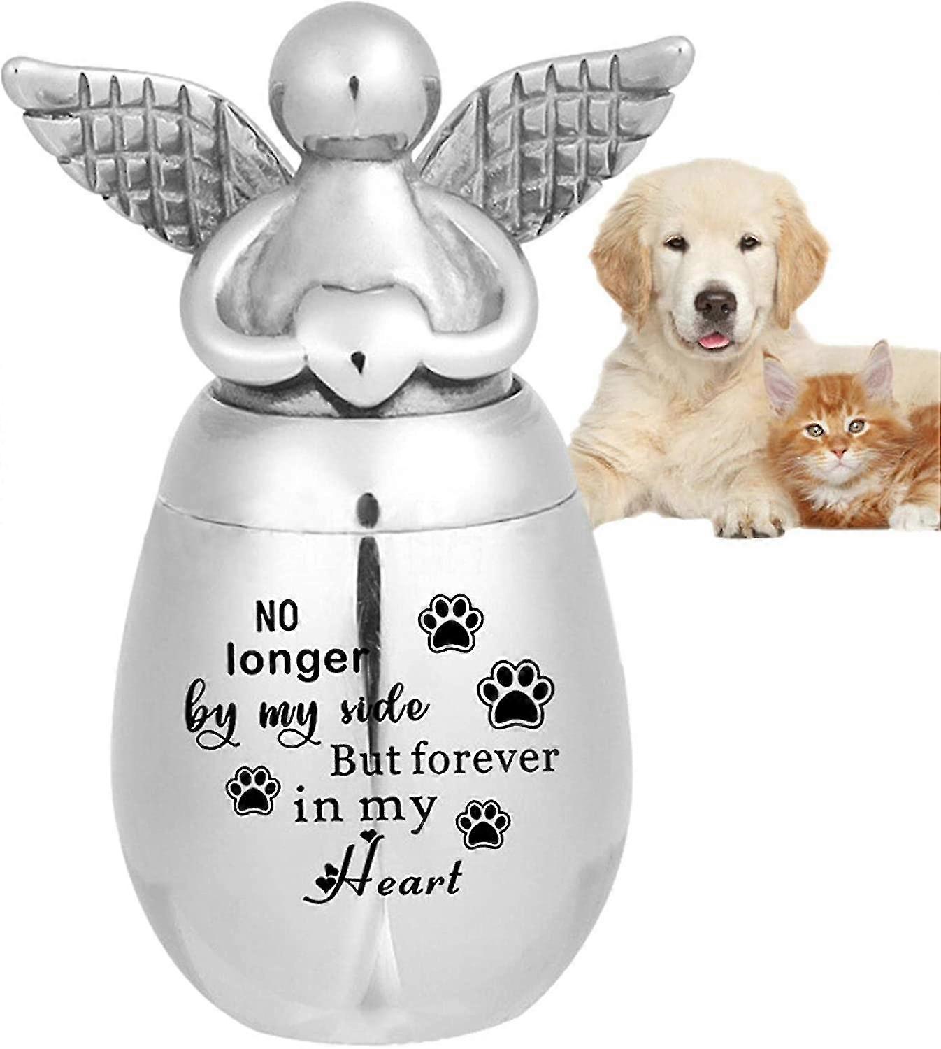 Urne pour chien et chat, cendres d’aile d’ange en acier inoxydable