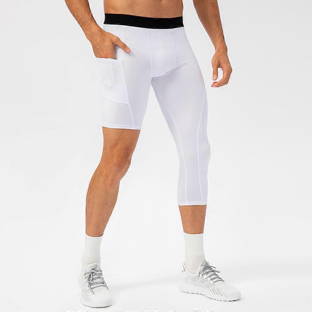 Men One Leg Leggings For Basketball Side Pockets Fitness Training Single Leg Tights