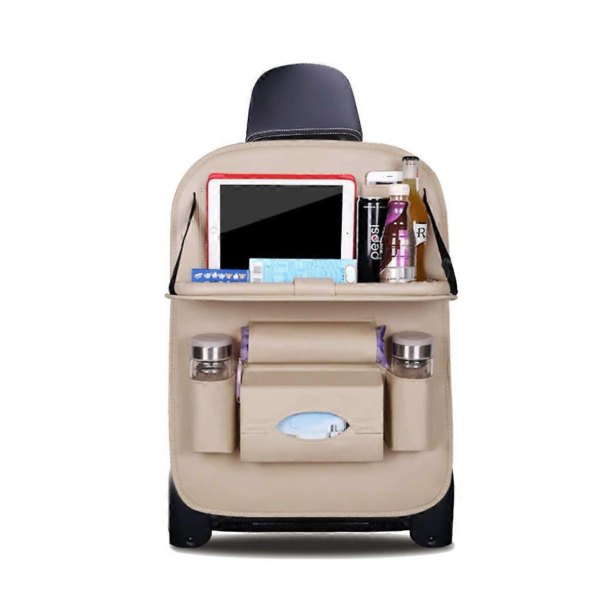 Car Back Seat Organiser PU Leather with Foldable Tablet Holder