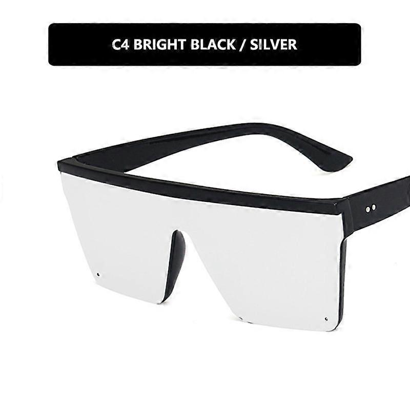 Vintage Flat Top Oversized sluneční brýle - pro ženy Muži Velký rám UV400 Ochrana Trendy hranaté brýle Outdoor