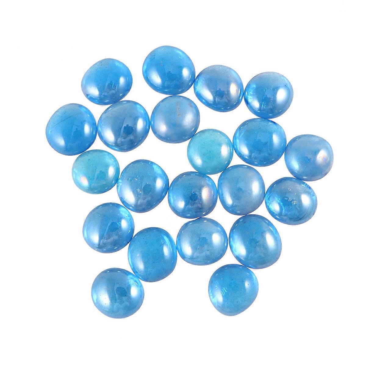 1 Set Flat Bead Decors DIY Glass Beads Multi-function Decorative Gravels Handmade Craft Ornaments for Home Store (Sky Blue)