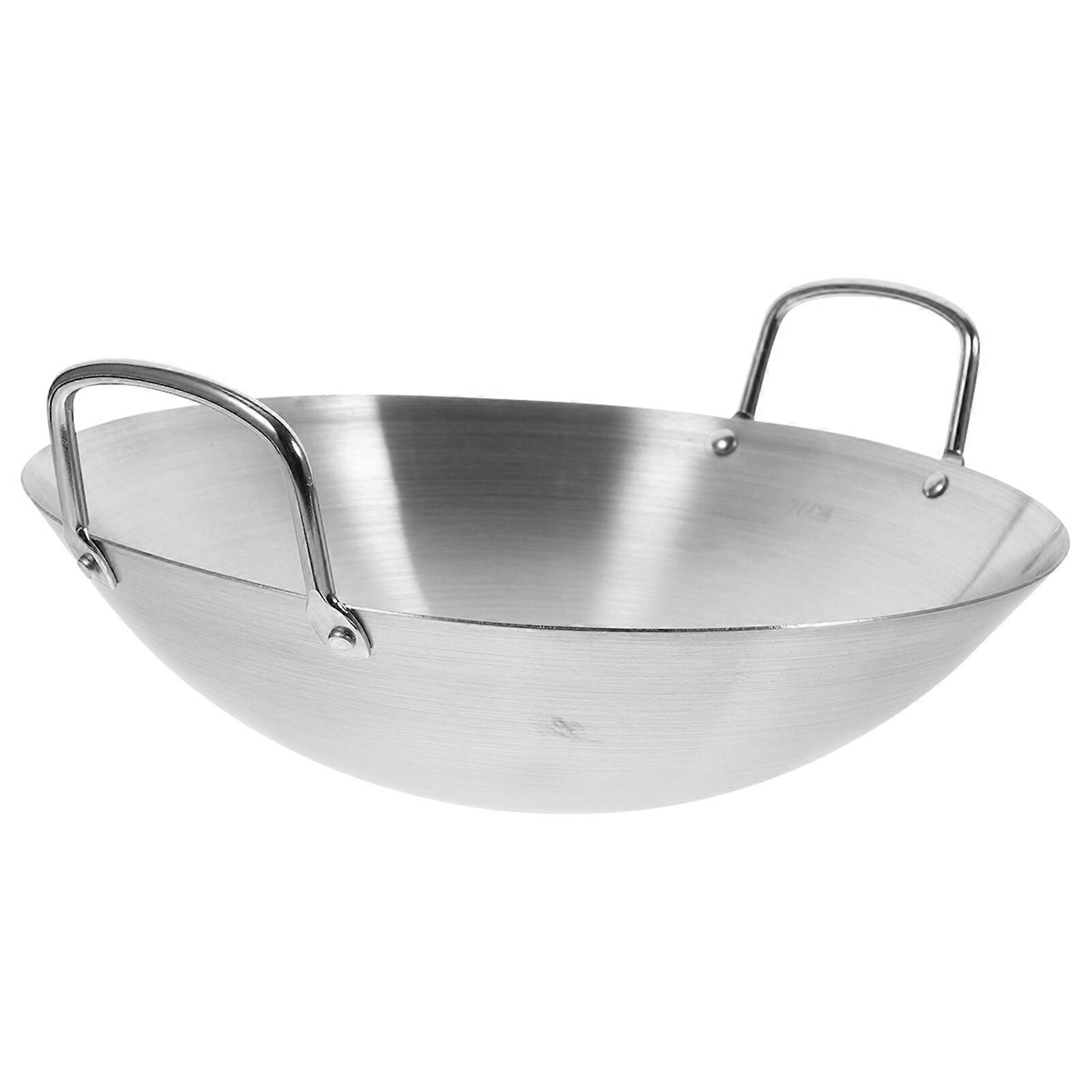 Ανοξείδωτο χάλυβα Wok στρογγυλό κάτω Wok μεγάλο τηγάνι μεγάλης χωρητικότητας Σωτέ Τηγάνι