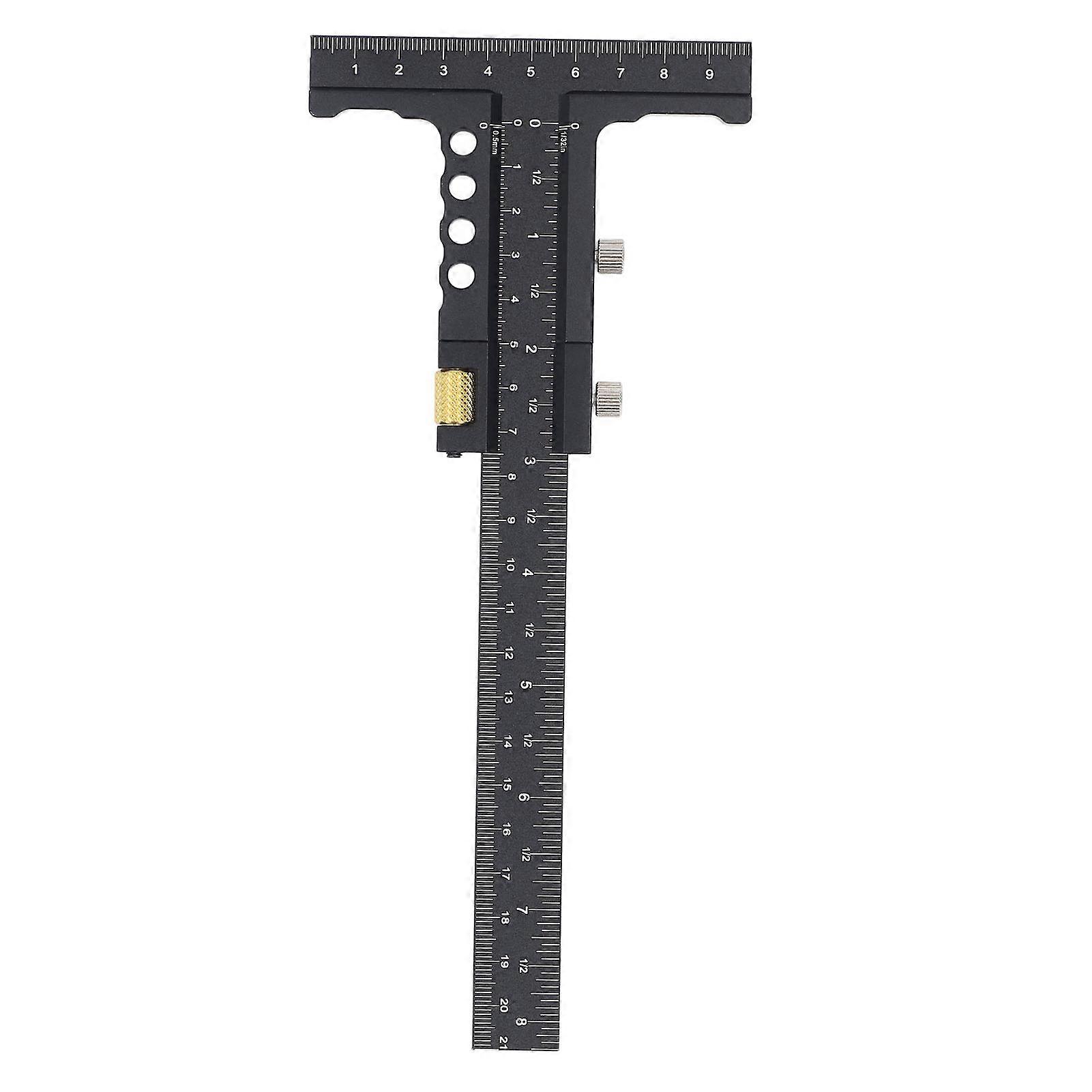 Woodworking Scriber Measuring Tool T Square Ruler Carpentry Multifunctional Aluminum Alloy Marking Line Gauge