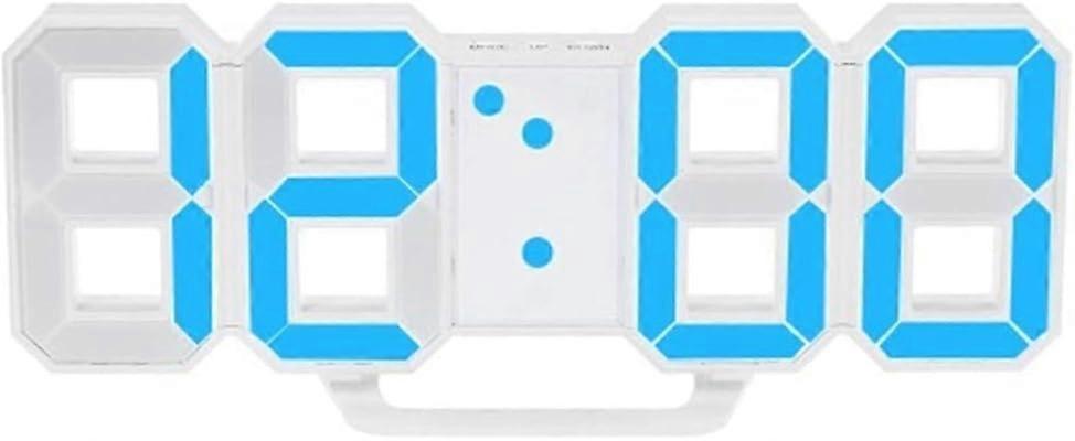 3D Led Digital Wall Clock, Bedroom Desk Alarm Clock Digital Wall Clock, 21.5 X 8.8Cm (Blue)