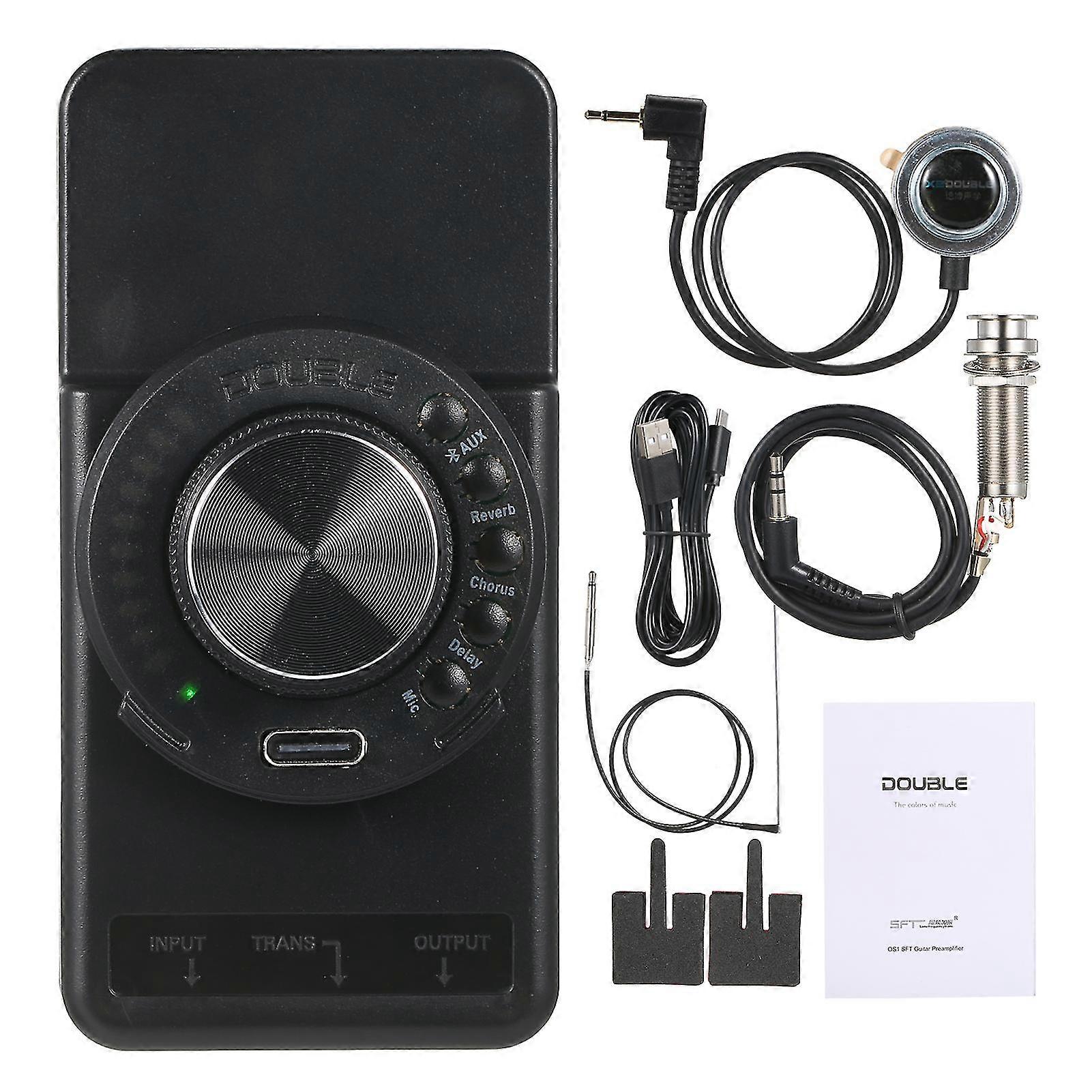 Double Os1 Resonance Pickup On-board Preamp Sft Same Frequency Trans Guitar Preamplifier System With Reverb Chorus Delay Rechargeable Li-ion Battery (