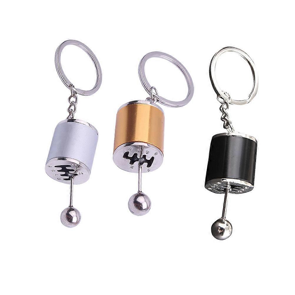 3 Pcs Simulation Car Modification Gear Shaped Pendant Keyring Keychain for Handbag Phone Pendant (Black/Silver/Golden)