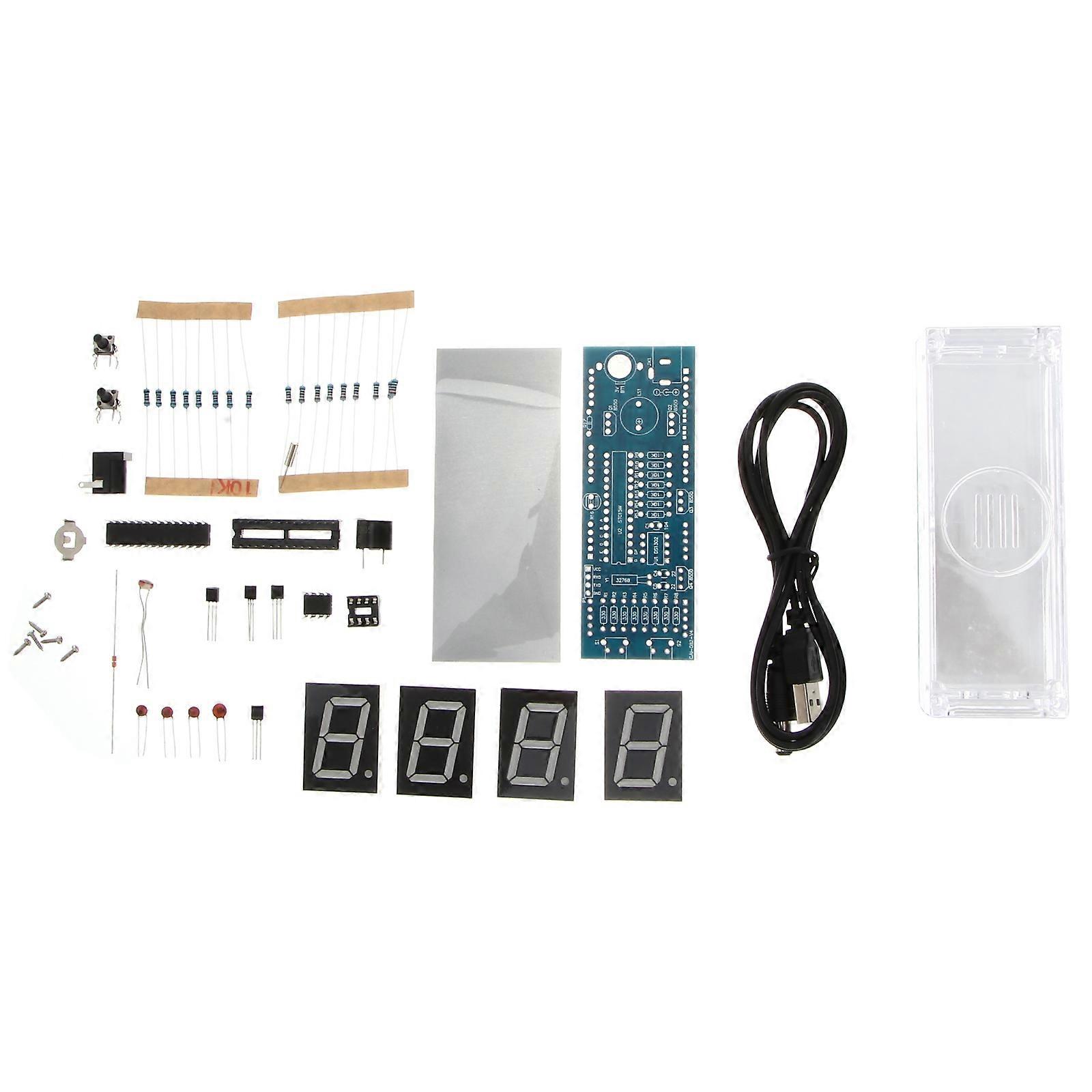 1Set SCM LED Digital Clock Unassembled Components Single Chip Microcomputer Clock Microchip Clock (Green)
