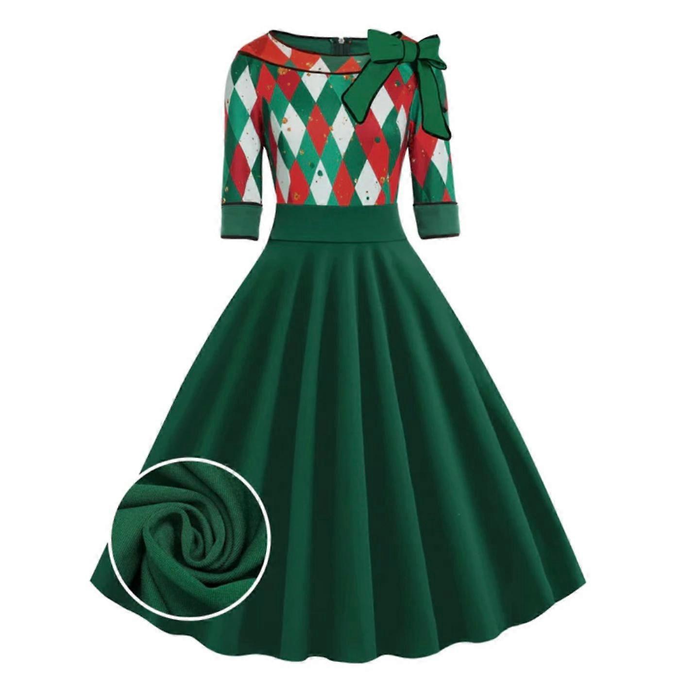 Robes à manches longues de Noël vintage pour femmes