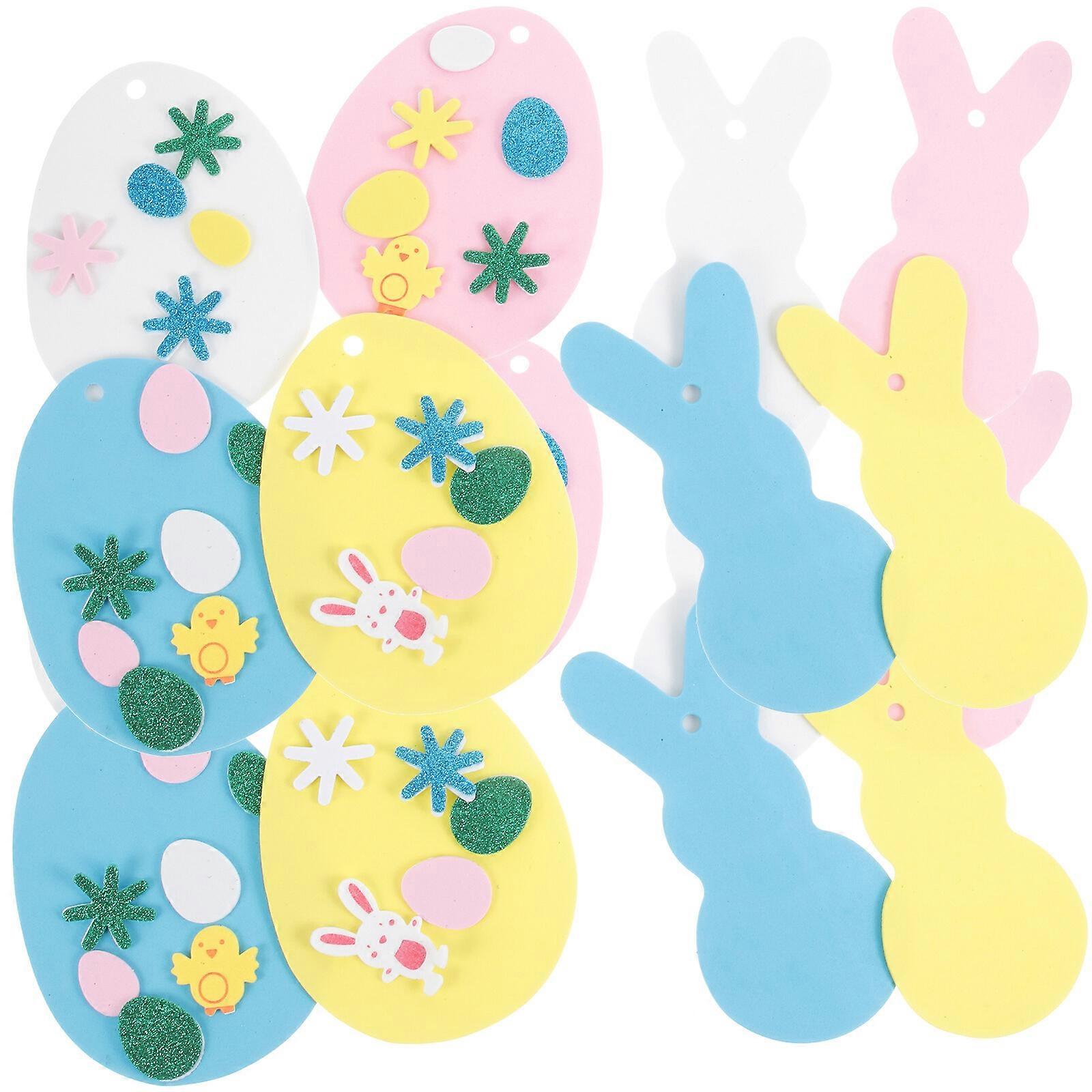 1 Set Easter DIY Craft Supply Creative Foams Stickers Unfinished Easter Eggs Bunny Sticker