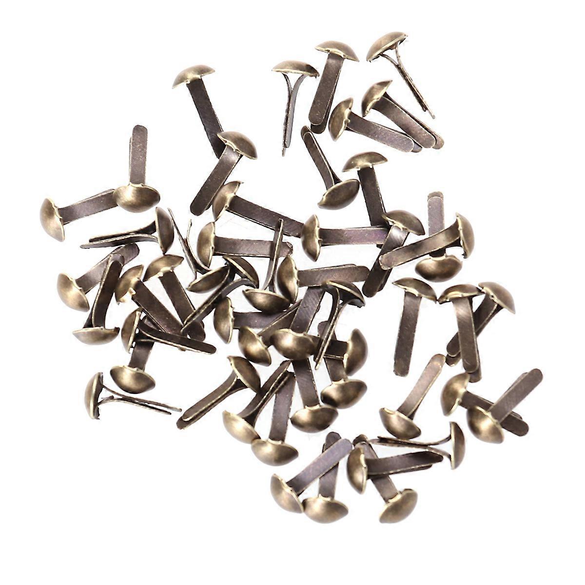 100pcs Paper Fasteners Electroplating Brads Round Metal Brads for Crafts DIY 4.5x8mm (Bronze)