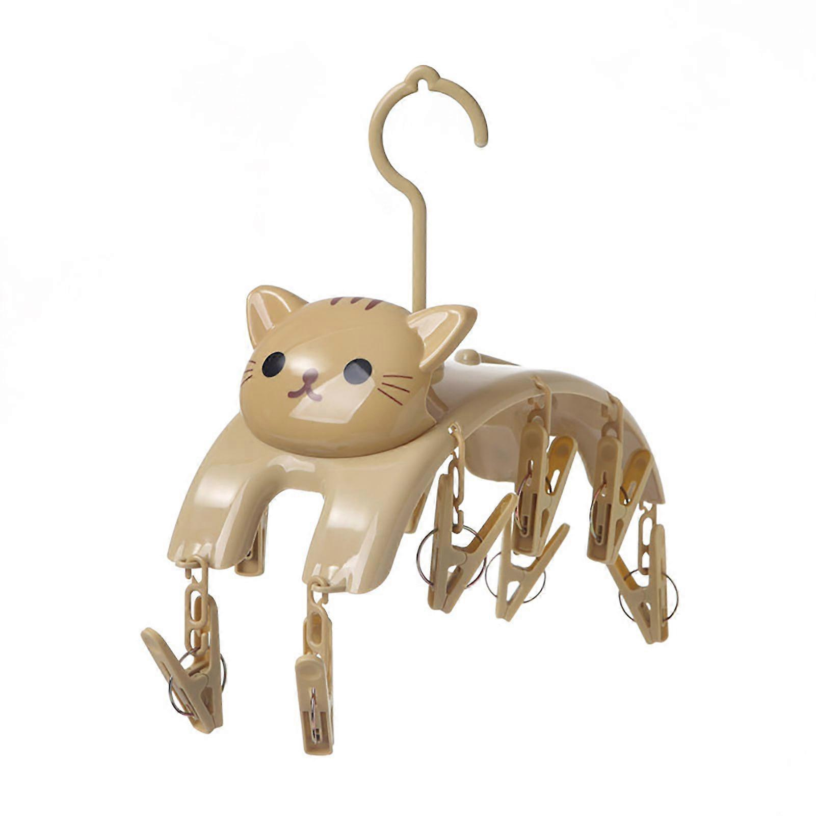 Clothes Drying Rack Cute Cat Shape Clothes Hanger Multi-hook Design Towel Sock Hat Organizer for Home Jikaixiang