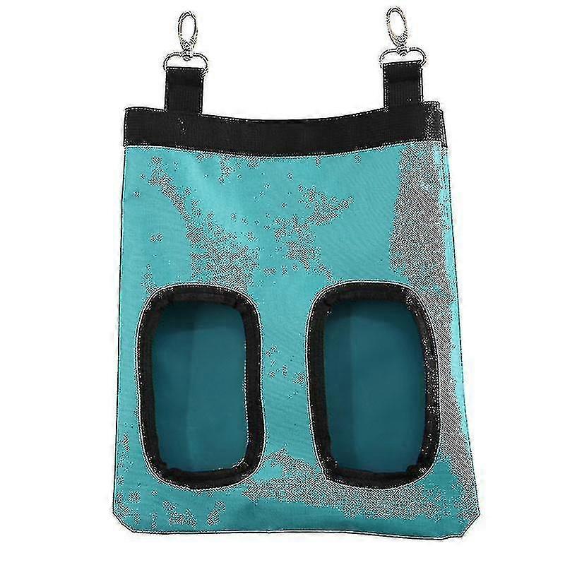 Blau Zwei Löcher Haustier Futterbeutel Kaninchen Heusack Fütterung Hängende Fütterung Beutel Meerschweinchen Kleintierfutter Aufbewahrungstasche Hamster