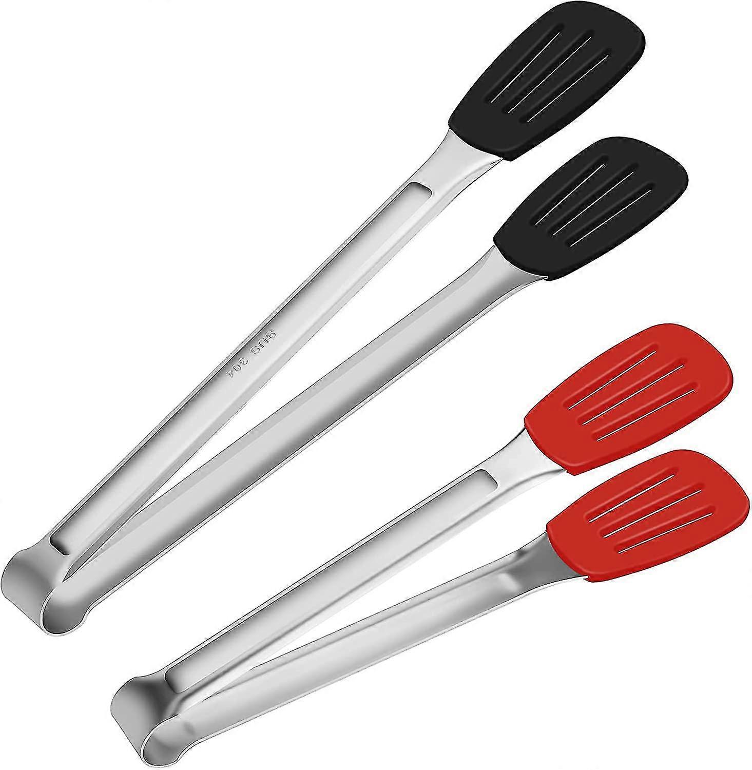 Bbq Grill Tongs Salad Bread Steak Meal Barbecue Tong Food Class Silicone Stainless Steel Kitchen Cooking Tongs Anti Heat Nonstick Portion Clip 9 Inch