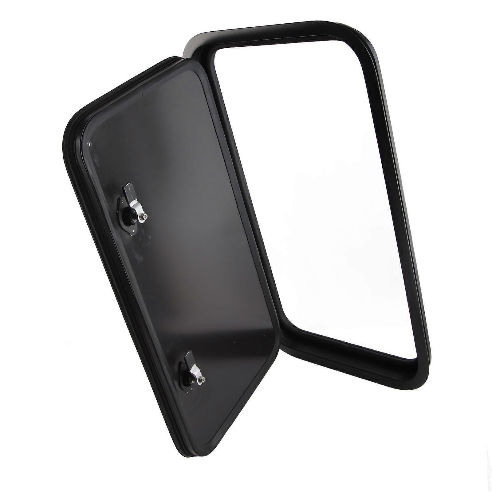 RV Storage Hatch with Lock and Key Heavy Duty Square Rounded Corner Black UV Proof Baggage Door for Camper Van 