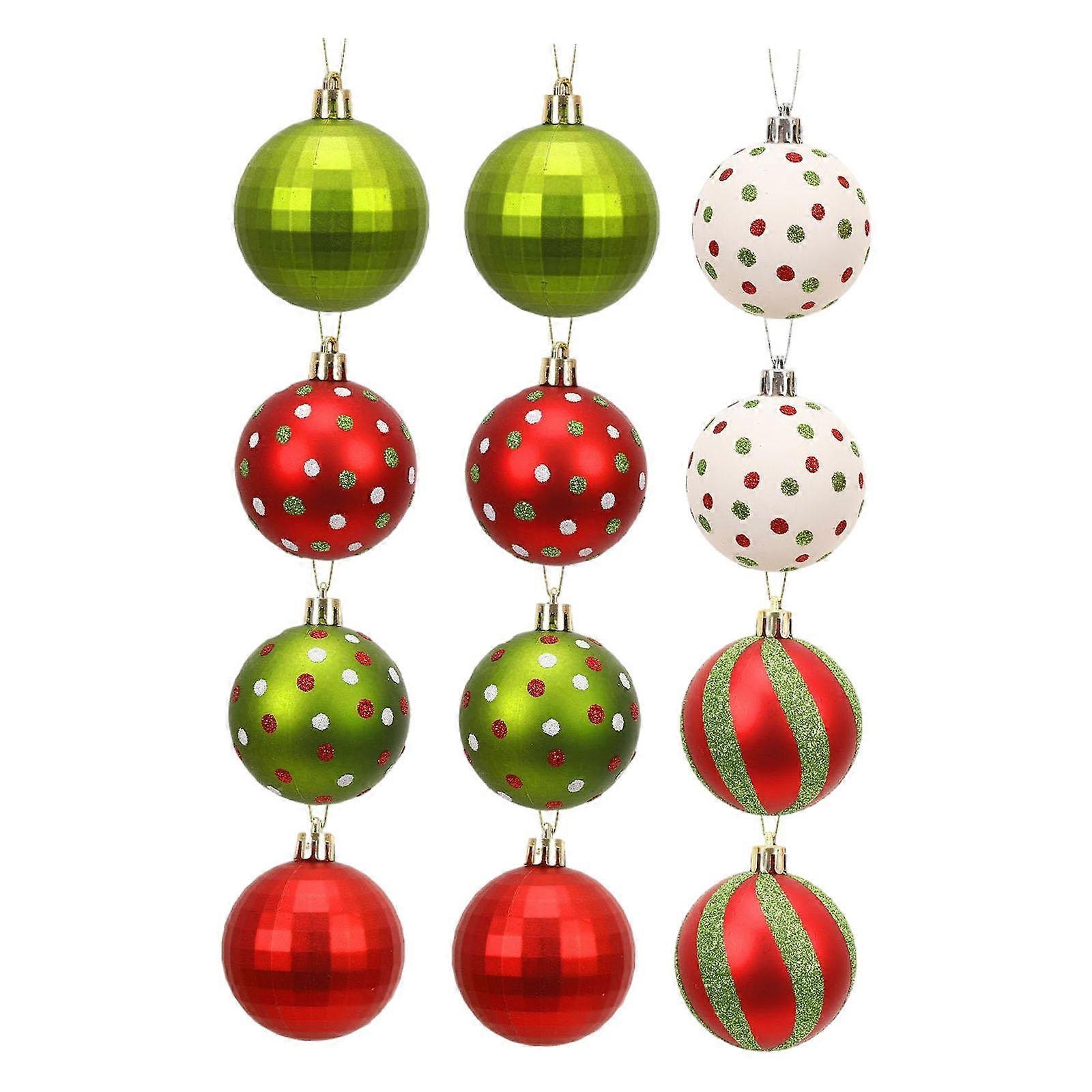 12Pcs Christmas Tree Balls Ornaments for Themed Party New Year Shopping Mall Style A