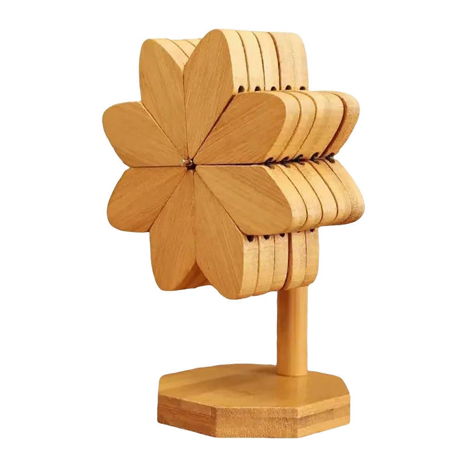 3/5Pcs Wooden Trivets for Hot Dishes Windmill Coasters Set with Holder Wood Trivet Coaster for Cups Bowls Plates Teapots Frying Pans Kitchen Gadgets