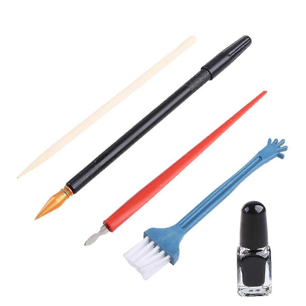 5 Pieces Scratch Painting Art Tool Dual-tip Scratch Pen Wooden Stylus Scraper