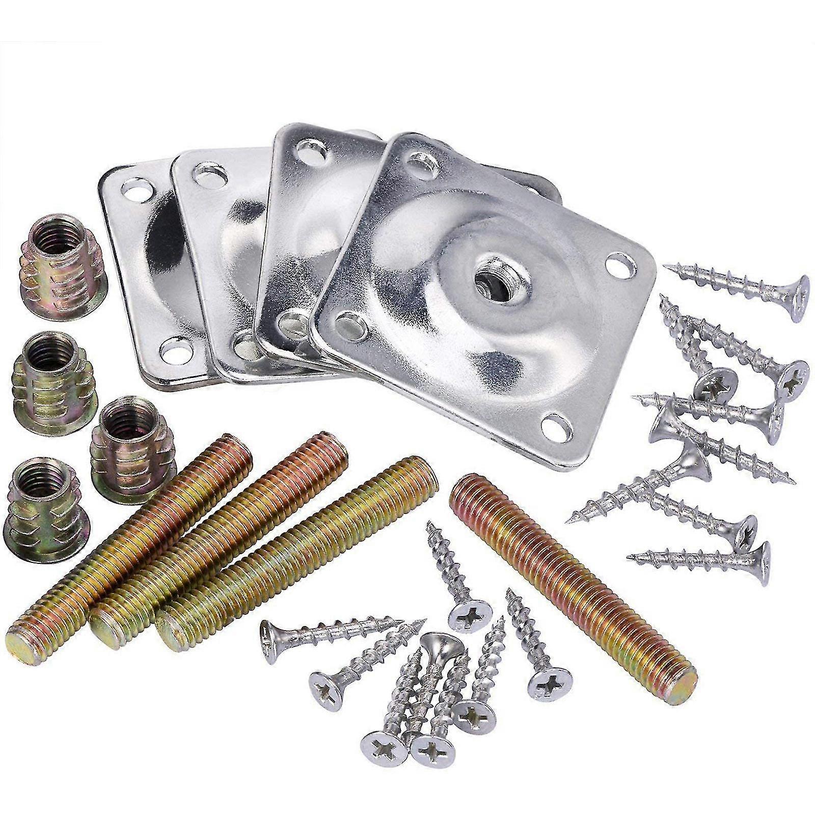 1 Set Leg Fixing Mounting Plates Level With Metal Dowel Screws For Securely