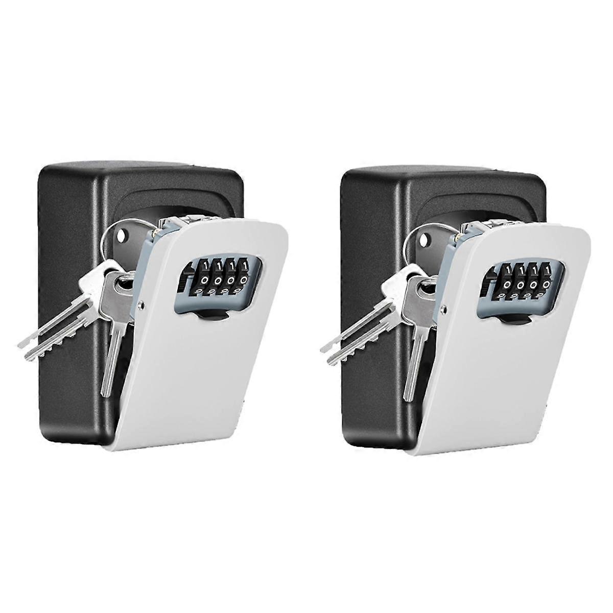 Key Lock Box Wall Mounted, 4 Digit Combination Lockbox for Outside 5 Keys Capacity(Gray, 2 Pack)