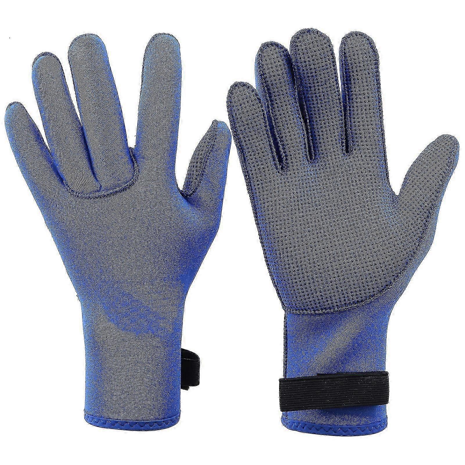 Anti-slip Anti-scratch 3mm Hisea Blue Diving Gloves For Snorkeling And Sports