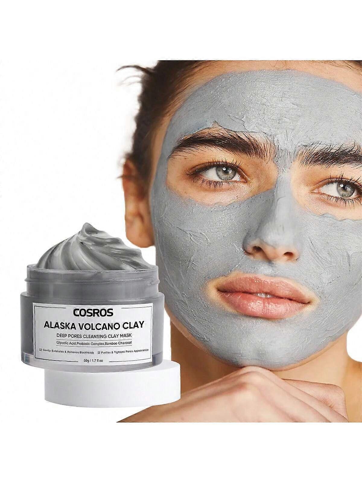 Alaska Volcano Clay Deep Pores Cleansing Mask With Glycolic Acid & Collagen Facial Mud Mask Moisturzing Face Mud Mask For All Skin Types 1.76 Oz