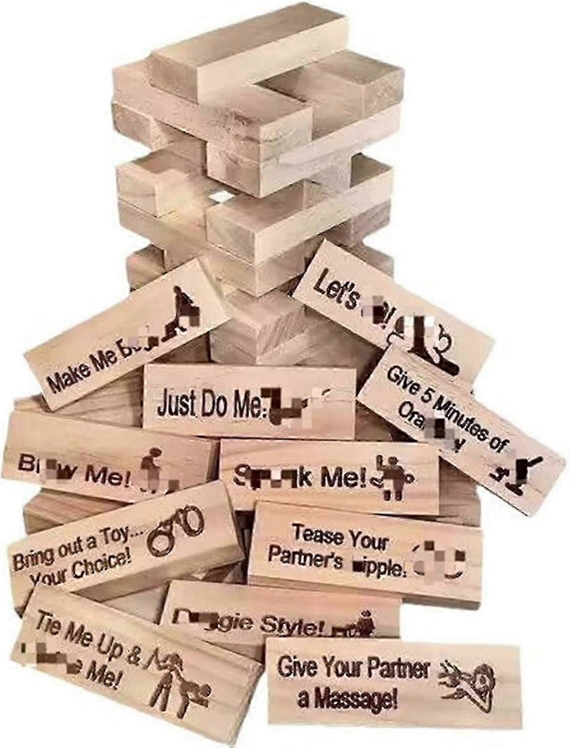 48pcs Super Naughty Block Tower Game Funny Couple Stacking Tower With Truth Or Dare Questions And Challenges Games Valentine Tumbling Tower Stacking