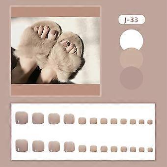 Short Khaki Round Fake Nails With Suitable Radian And Thickness Nails  Jelly Glue Model